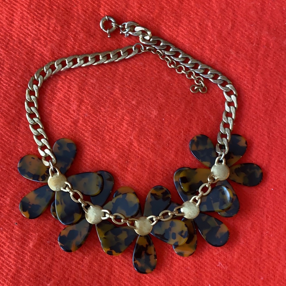 J Crew tortoise flower/crystal nacklace - Picture 2 of 4